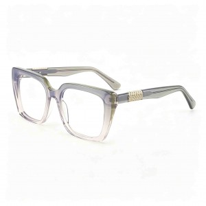 RUISEN’S Layered Acetate Gender-Neutral Square Optical Frame With Textured Gold Hardware Detail MG1012