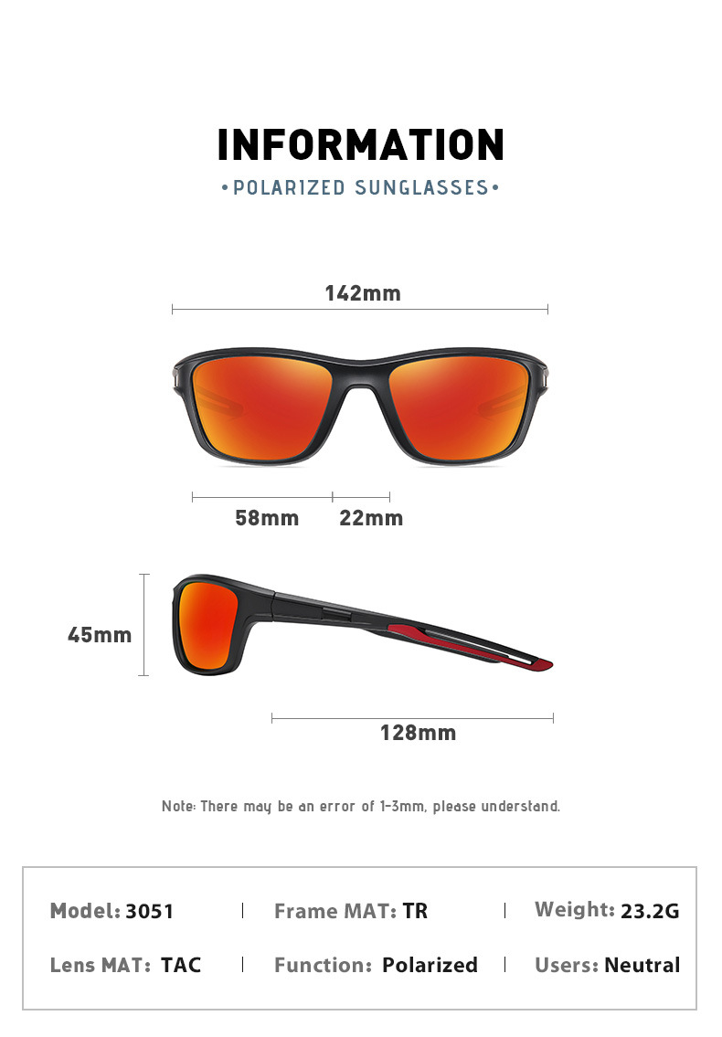 RUISEN'S Sports Polarized Colorful Sunglasses 3051