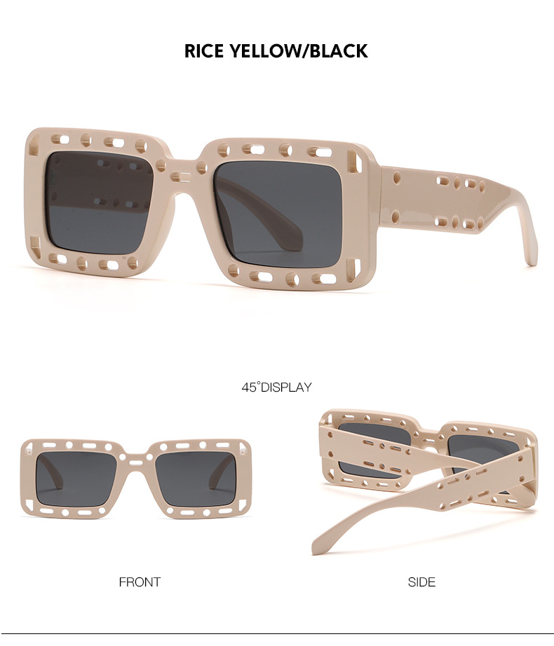 RUISEN'S Fashion Retro Box Hollow UV400 Eye Protection משקפי שמש