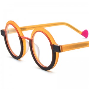 RUISEN’S Multi-color spliced material round acetate glasses 19376