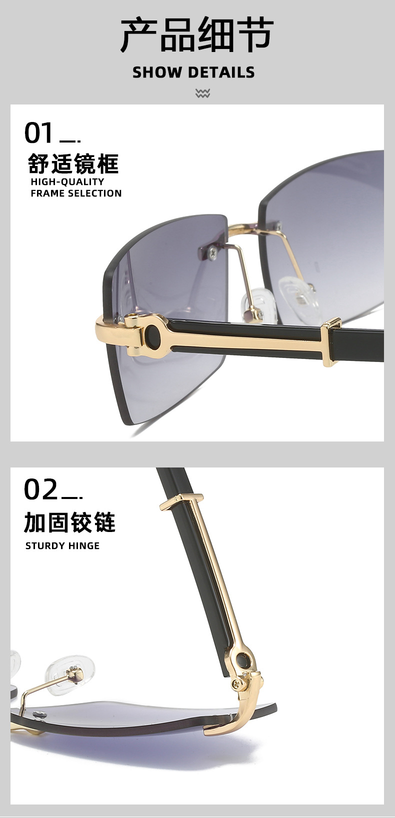 RUISEN'S Frameless Sunglasses For Fashionable Men