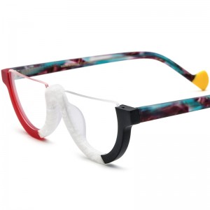 RUISEN’S New Multi-Color Matte Semi-Round Spliced Acetate Eyeglass Frames 19361