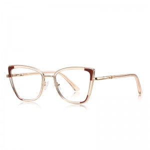 RUISEN’S Corner Color Block Cat Eye Metal Eyeglasses  3133