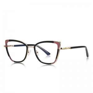 RUISEN’S Corner Color Block Cat Eye Metal Eyeglasses  3133