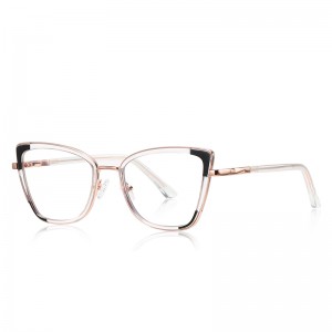 RUISEN’S Corner Color Block Cat Eye Metal Eyeglasses  3133