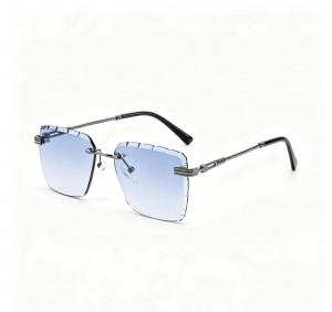 RUISEN’S Cut Edge Rimless Gradient Sunglasses 25636