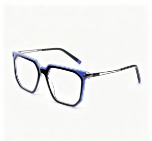 RUISEN’S Unisex Color-block Square Acetate Glasses With Slim Metal Temples 8030