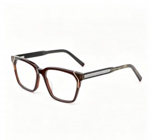 RUISEN’S Stylish square acetate frames with metallic temple accents 8009