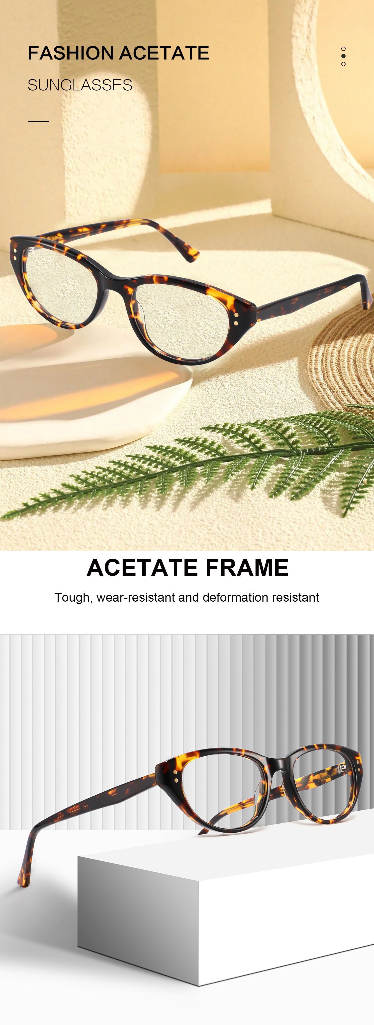 Cat Eye Glasses Street Commuter Eyewear Casual Urban Frames Daily Wear 8632