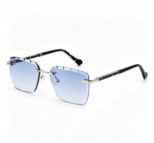 RUISEN’S Hand-cut Rimless Square Men Sunglasses In 4 Lens Shades 25646
