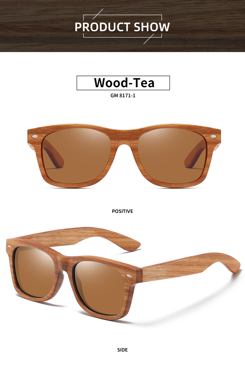 RUISEN'S Polarized Light Wooden Sunglasses for Men and Women 8171