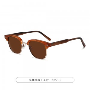 RUISEN’S Semi-rim Polarized Sunglasses, Minimalist All-match Vintage Shades, Acetate Frame UV Protection Sunglasses 8927