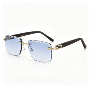 RUISEN’S Men’s Rimless Wood Temple UV400 Sunglasses 25659