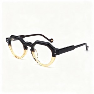 RUISEN’S Angled Retro Two-Tone Spliced Acetate Glasses VO62202
