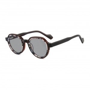 RUISEN’S Classic Small Round Rim Wrap Sunglasses, Multi-Color Spliced Handmade Acetate Shades  90001
