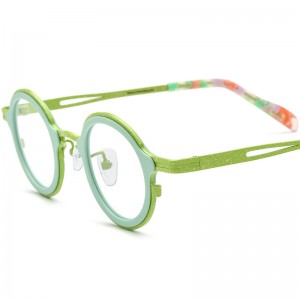 RUISEN’S Spliced Acetate Titanium Round Eyeglass Frames 185887