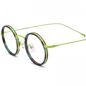 RUISEN’S Mixed Material Round Acetate Titanium Optical Frames Eyeglasses 185844