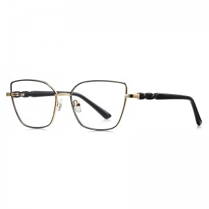 RUISEN’S Polished Textured‑Arm Slim Metal Eyeglasses 3187