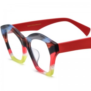RUISEN’S Matte Multi-Color Spliced Acetate Large Cat Eye Optical Frames Unisex 19375