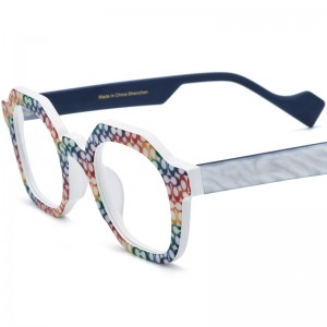 RUISEN’S Multi-Color Spliced Square Acetate Optical Frames 19389