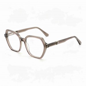 RUISEN’S Artisan Dual-Tone Acetate Gender-Neutral Hexagonal Optical Frame With Contrast Inlay Metal Emblem MG1030