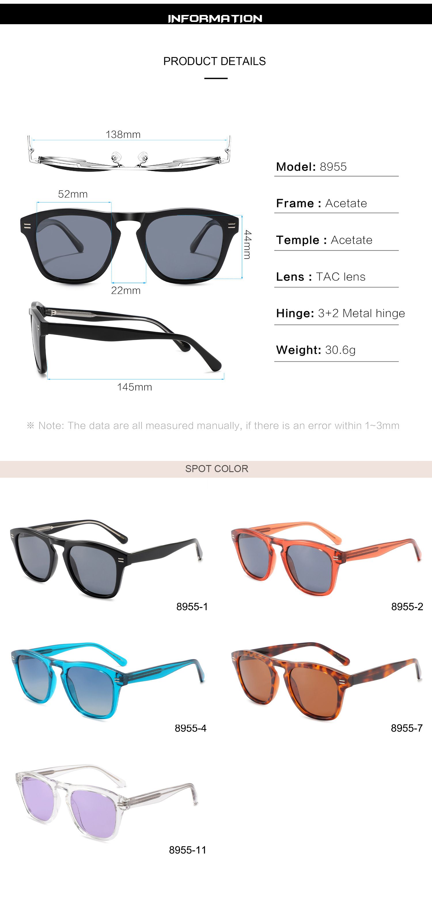 Square Eyeglasses Urban Glasses Street Leisure Trendy Everyday Wear