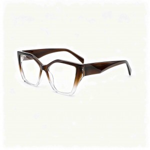 RUISEN’S Unisex Oversized Angular Clear Gradient Acetate Cat Eye Square Optical Glasses Frame F2850