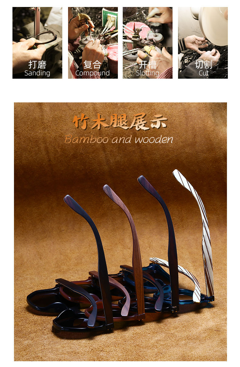 polarized sunglasses with bamboo  temples  63735-1