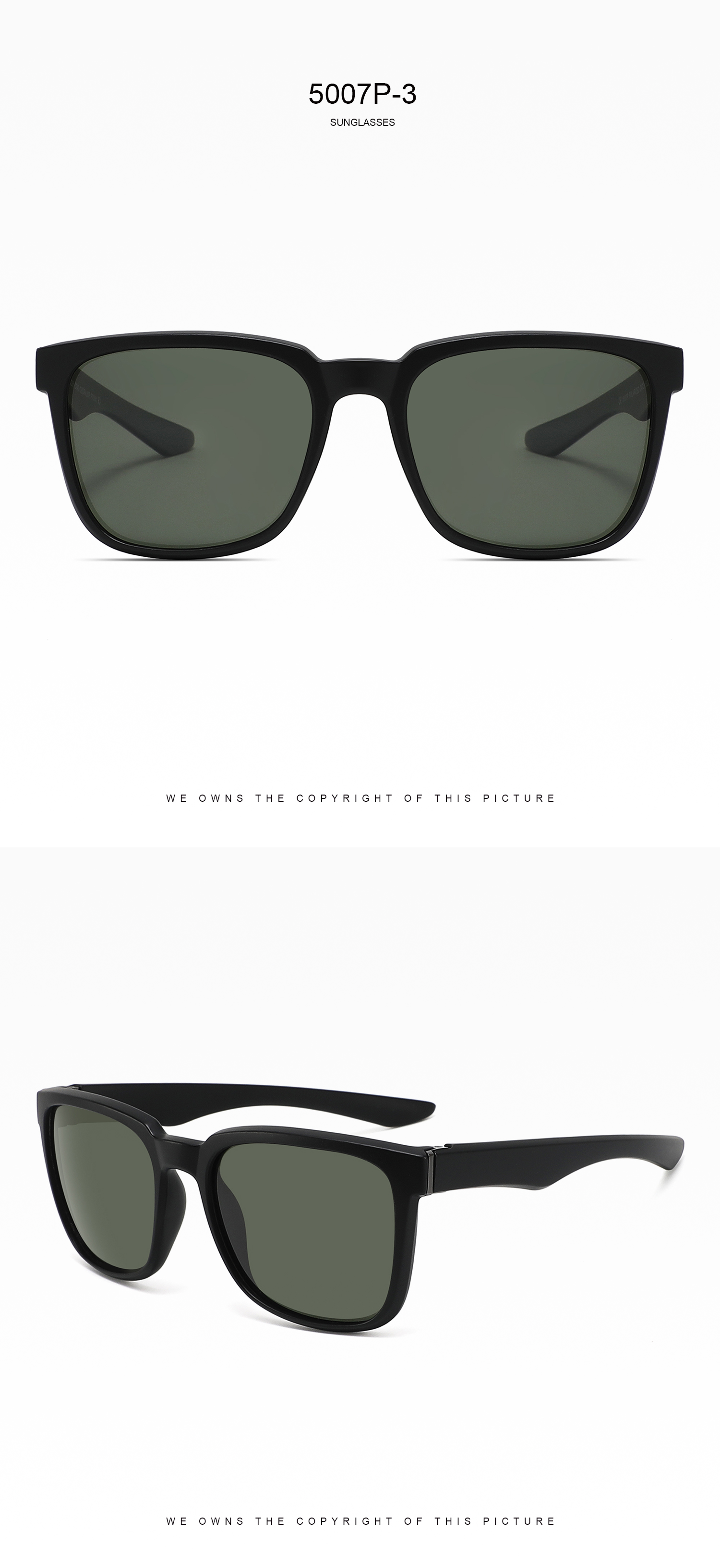RUISEN'S Classic Square Polarized Sunglasses UV400 Anti-Glare Sun Glasses for Driving Beach Travel Outdoor Fishing Eyewear 5007