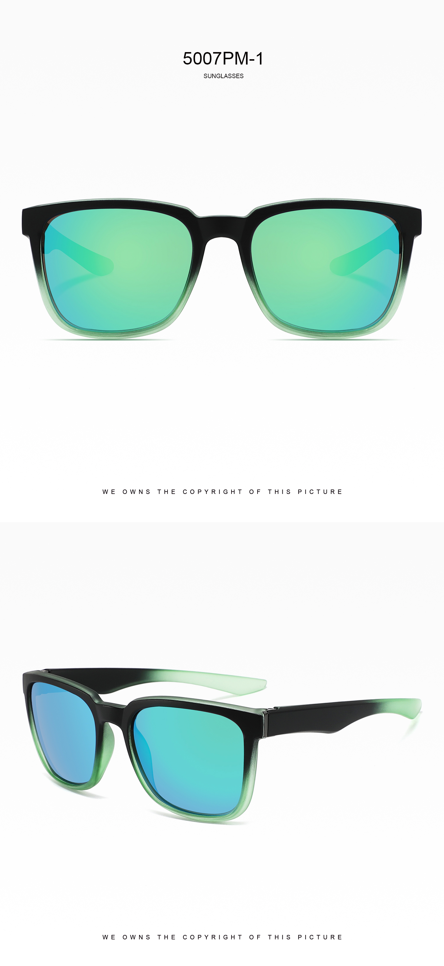 RUISEN'S Classic Square Polarized Sunglasses UV400 Anti-Glare Sun Glasses for Driving Beach Travel Outdoor Fishing Eyewear 5007