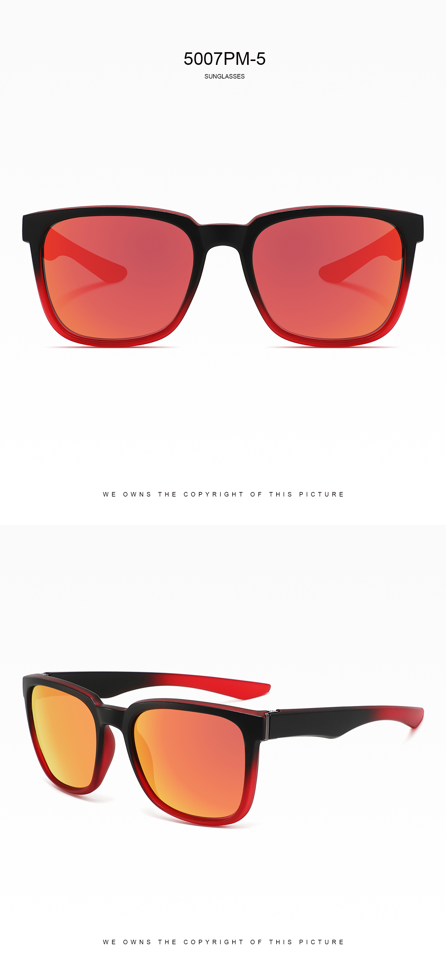 RUISEN'S Classic Square Polarized Sunglasses UV400 Anti-Glare Sun Glasses for Driving Beach Travel Outdoor Fishing Eyewear 5007