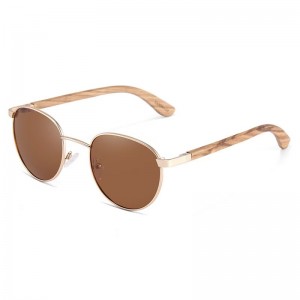 RUISEN’S Wood Temple Stainless Steel Frame Polarized Sunglasses for Men & Women 1709