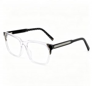 RUISEN’S Stylish square acetate frames with metallic temple accents 8009