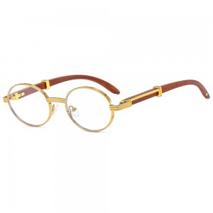 RUISEN’S Retro Wood Grain Oval Sunglasses – UV400, Unisex glasses 6101