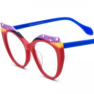 New Multi-color Patchwork Cat's Eye Plate Eyeglass Frames 19365