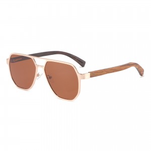 RUISEN’S New Men’s Aviator Sunglasses with Wood Accent 1801