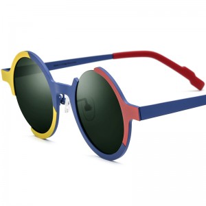 RUISEN’S High-End Pure Titanium Round Sunglasses with UV400 Protection 185808T