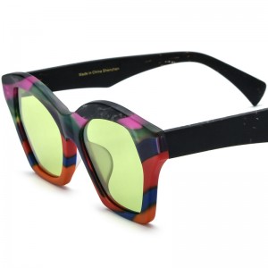RUISEN’S Color-Block Matte Acetate Cat Eye Sunglasses 19375T