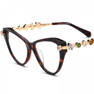 RUISEN’S Hot‑Selling Cat‑Eye Eyeglass Frames with Acetate‑Metal Inlaid Gemstone 19400