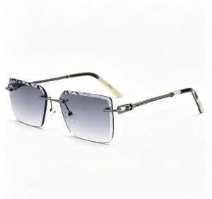 RUISEN’S Diamond cut rimless twisted metal sunglasses 25612