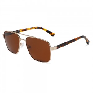 RUISEN’S Vintage Double Beam Metal Square Frame Sunglasses Solid Color Lens UV400 Daily Fashion Eyewear8515