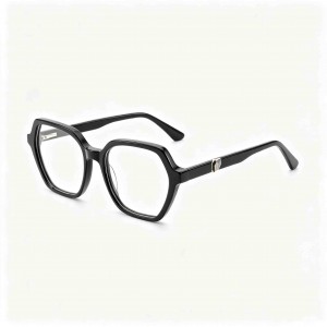 RUISEN’S Artisan Dual-Tone Acetate Gender-Neutral Hexagonal Optical Frame With Contrast Inlay Metal Emblem MG1030