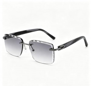 RUISEN’S Men’s Rimless Wood Temple UV400 Sunglasses 25659