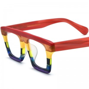 RUISEN'S Custom Mehrfarbige Patchwork-Brille mit quadratischer Platte 19374