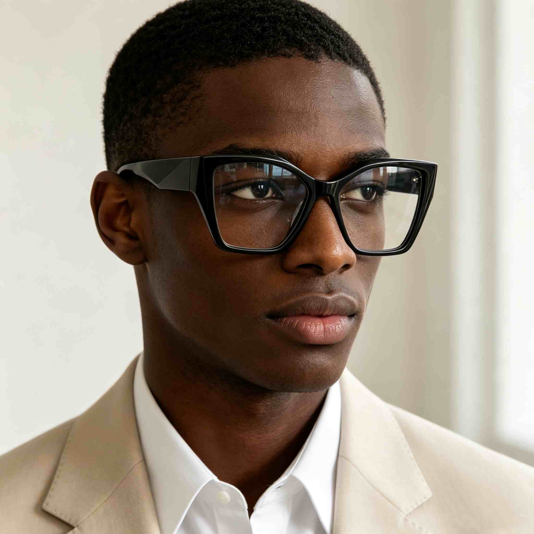 RUISEN'S Unisex Oversized Angular Clear Gradient Acetate Cat Eye Square Optical Glasses Frame F2850