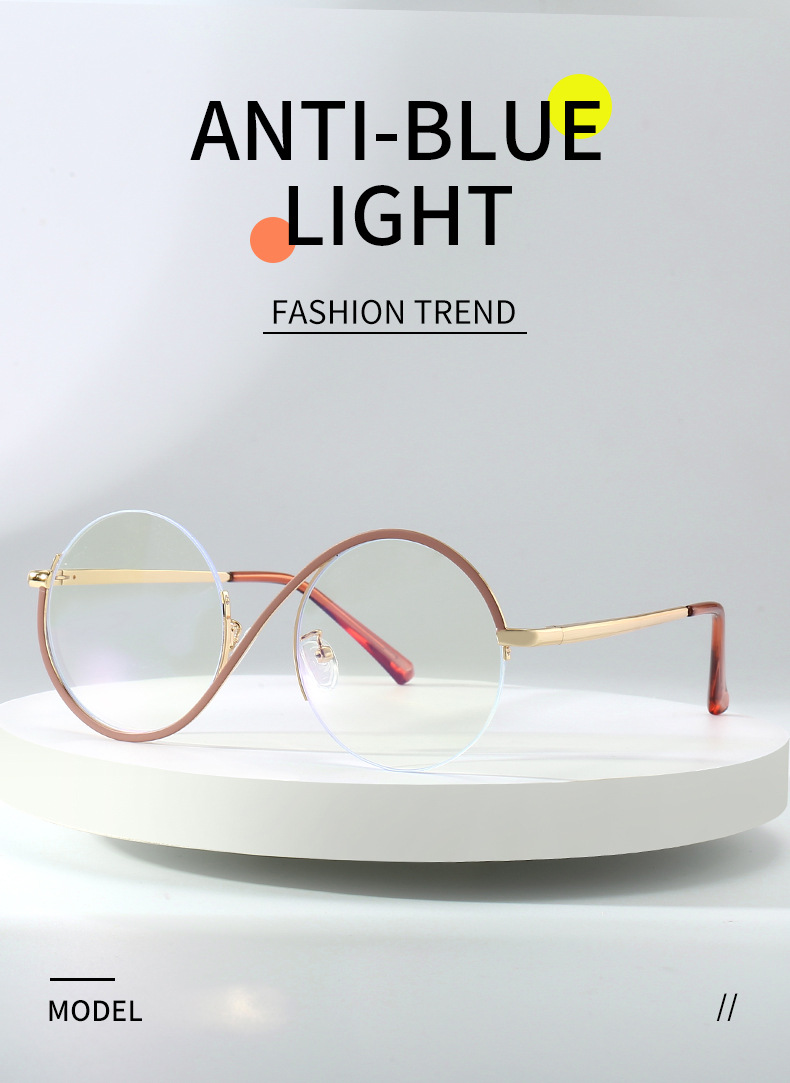 New Metal Half Frame Glasses Optical Anti-blue Light Spectacles-10