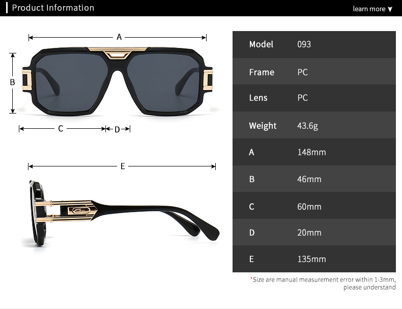  RUISEN'S Fashion Retro Large Frame Men's Sunglasses  093-1