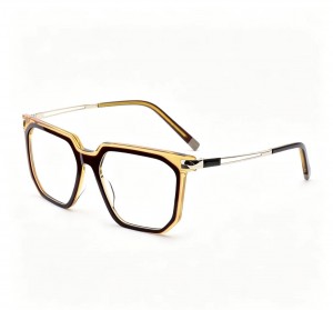RUISEN’S Unisex Color-block Square Acetate Glasses With Slim Metal Temples 8030