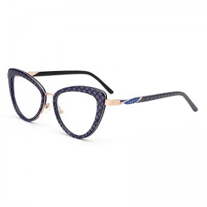 RUISEN’S 2025 Diamond-Textured Cat-Eye Glasses Vintage & Luxe Acetate Metal Optical Frames WPK8201