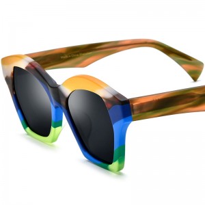 RUISEN’S Color-Block Matte Acetate Cat Eye Sunglasses 19375T